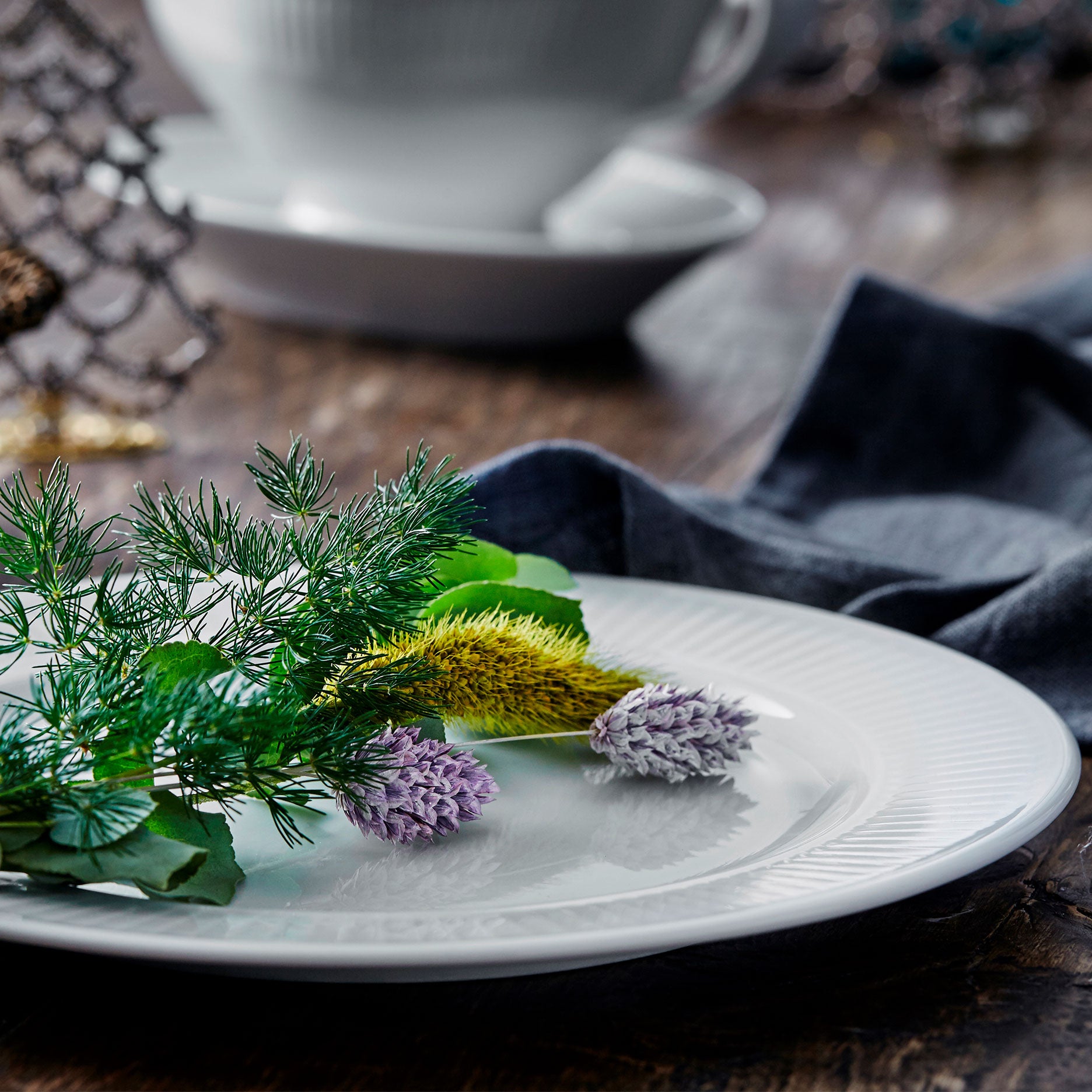 Plissé tallerken flad Ø20 cm hvid